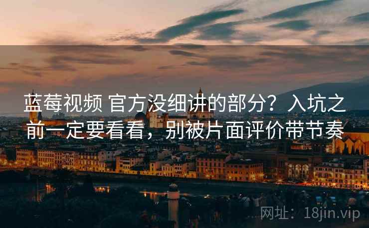 蓝莓视频 官方没细讲的部分？入坑之前一定要看看，别被片面评价带节奏